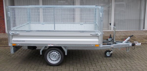 Humbaur Heckkipper 1-Achser HUK 152314 mit Handpumpe und 60cm Gitteraufsatz