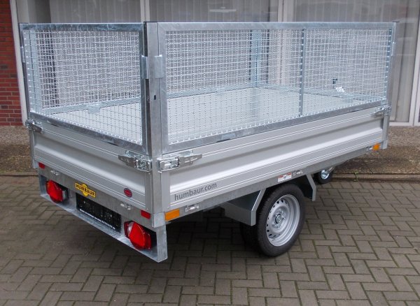 Humbaur Heckkipper 1-Achser HUK 152314 mit Handpumpe und 60cm Gitteraufsatz