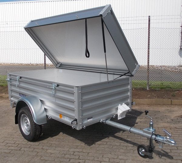 Alutrail 75 D 22.12 mit einer Bordwanderhhung,  750kg zGG, Lademae 216x114x69cm  Aluboden, mit Deckelquertrger, Sttzrad, Zurranker