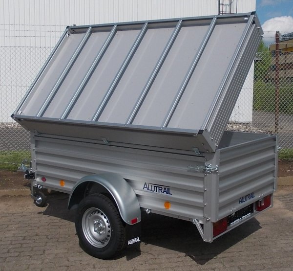 Alutrail 75 D 22.12 mit einer Bordwanderhhung,  750kg zGG, Lademae 216x114x69cm  Aluboden, mit Deckelquertrger, Sttzrad, Zurranker