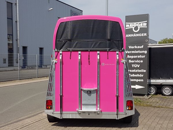 Careliner M in pink mit Panoramadach, 2. Innenleuchte LED, Bruststangenzusatzpolster, Netzrollo und Alufelgen (black/silver)