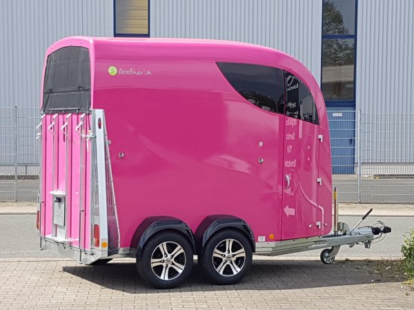 Careliner M in pink mit Panoramadach, 2. Innenleuchte LED, Bruststangenzusatzpolster, Netzrollo und Alufelgen (black/silver)