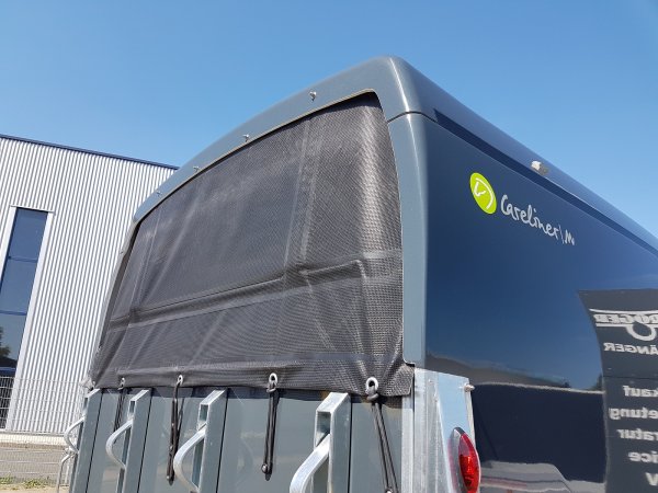 Careliner M grey/grey mit Panoramadach, Boxenstangenzusatzpolster, Netzlift, 2. Innenleuchte LED, Sattelablagestange und Alufelgen (black/silver)