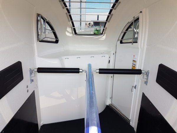 Careliner M grey/grey mit Panoramadach, Boxenstangenzusatzpolster, Netzlift, 2. Innenleuchte LED, Sattelablagestange und Alufelgen (black/silver)