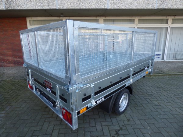 Martz Heckkipper 1-Achser Kipper 250C mit E-Pumpe und Gitteraufsatz, 1500KG zGG, 253x151x90cm, Alubordwnde