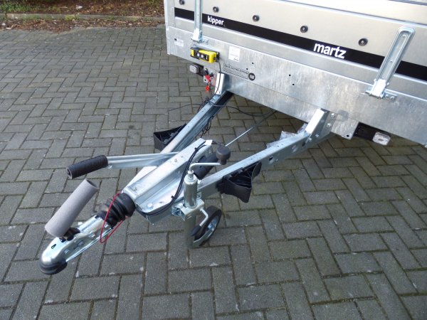 Martz Heckkipper 1-Achser Kipper 250C mit E-Pumpe und Gitteraufsatz, 1500KG zGG, 253x151x90cm, Alubordwnde