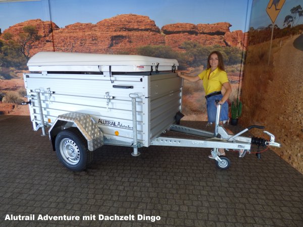 Alutrail Adventure, 1,4t zGG, Lademae: 216x135x69cm, mit Hartschalen Dachzelt Dingo fr 3 Personen