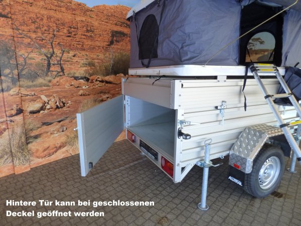 Alutrail Adventure, 1,4t zGG, Lademae: 216x135x69cm, mit Hartschalen Dachzelt Dingo fr 3 Personen