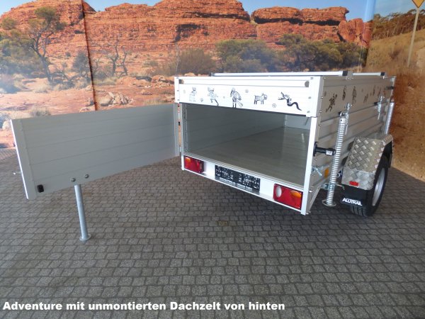 Alutrail Adventure, 1,4t zGG, Lademae: 216x135x69cm, mit Hartschalen Dachzelt Dingo fr 3 Personen